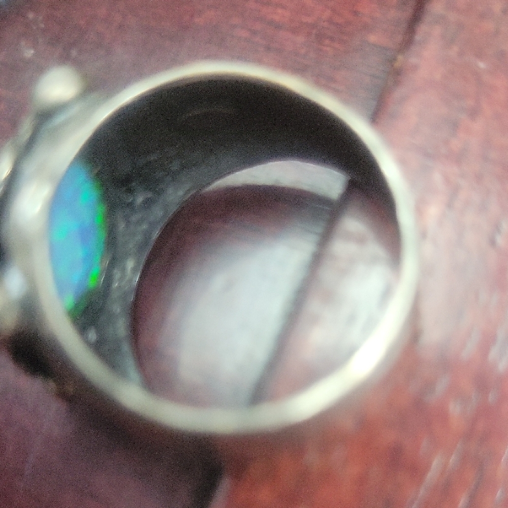 Luminous Silver Ring With Blue Opal - image 2